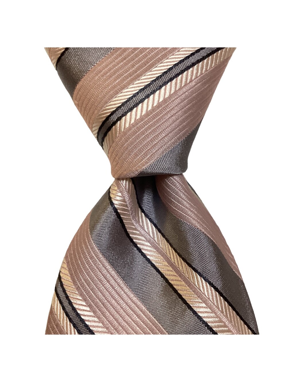 DKNY Men's 100% Silk Classic Necktie USA Designer Striped Pink/Blue/White EUC
